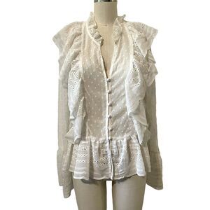 Nwt 70F/21C Romantic White Trumpet Sleeve Blouse Size XS